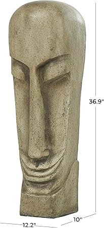 Deco 79 Resin Face Decorative Sculpture Tall Distressed Totem Home Decor Statue, Accent Figurine 1