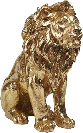 Gold Lion Statue Collectible Figurines – 20 Inch Gold Standing Lion Home Decor Lion Size Large Sculpture Lion Statue Gold Lion Decor Modern Home Decoration 20 x 9.5 x 19 Inch