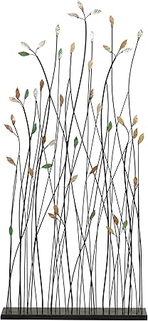 Deco 79 Metal Leaf Decorative Sculpture Home Decor Statue with Black Base, Accent Figurine 28" x 5" x 60", Black